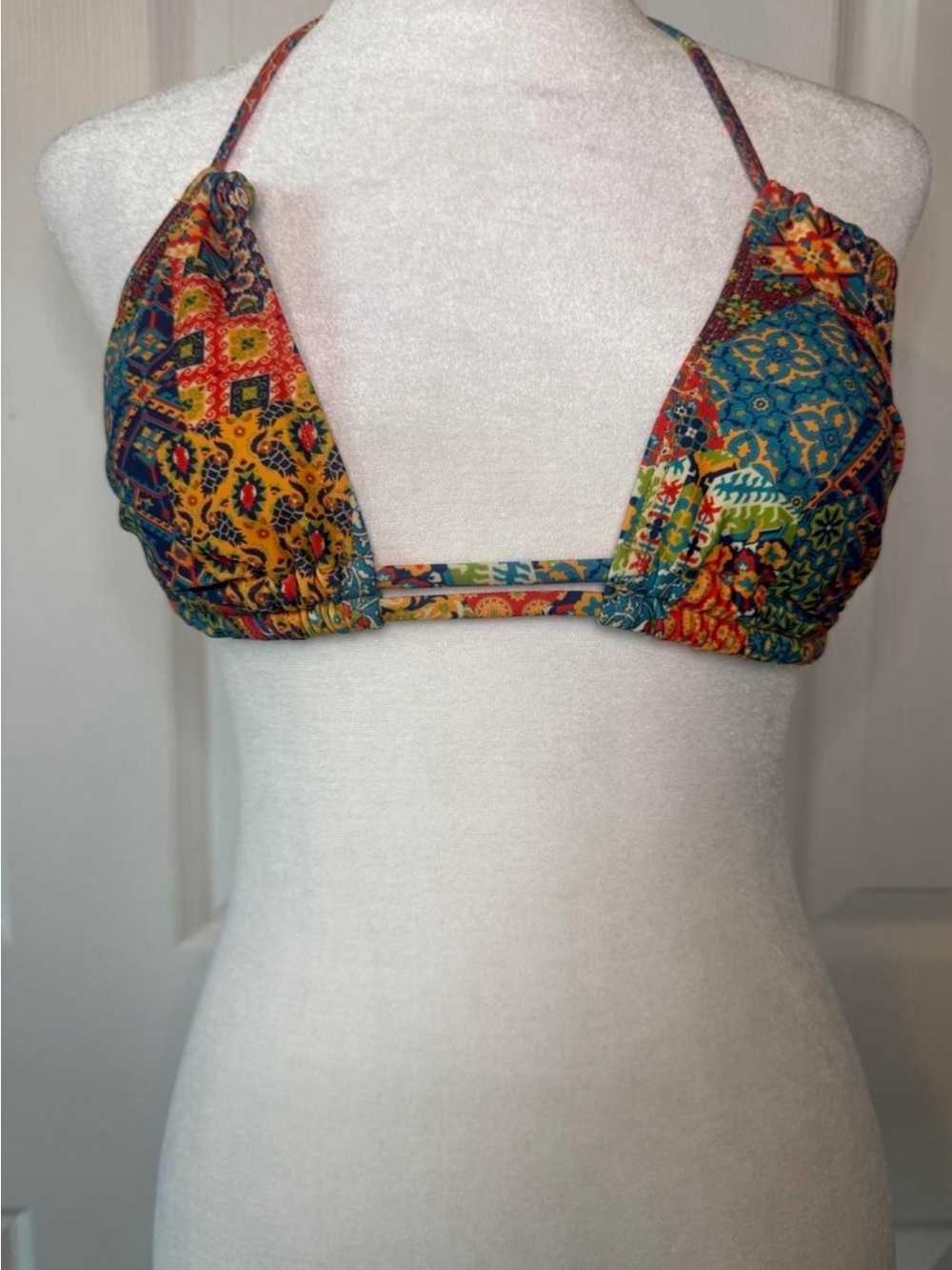 Boho Patchwork Print String Bikini Set Multicolor XS - Picture 3 of 7